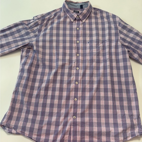 IZOD Pink Blue Plaid Button Down Shirt Men’s 2XLT Long Sleeve Classic Fit - Picture 1 of 6
